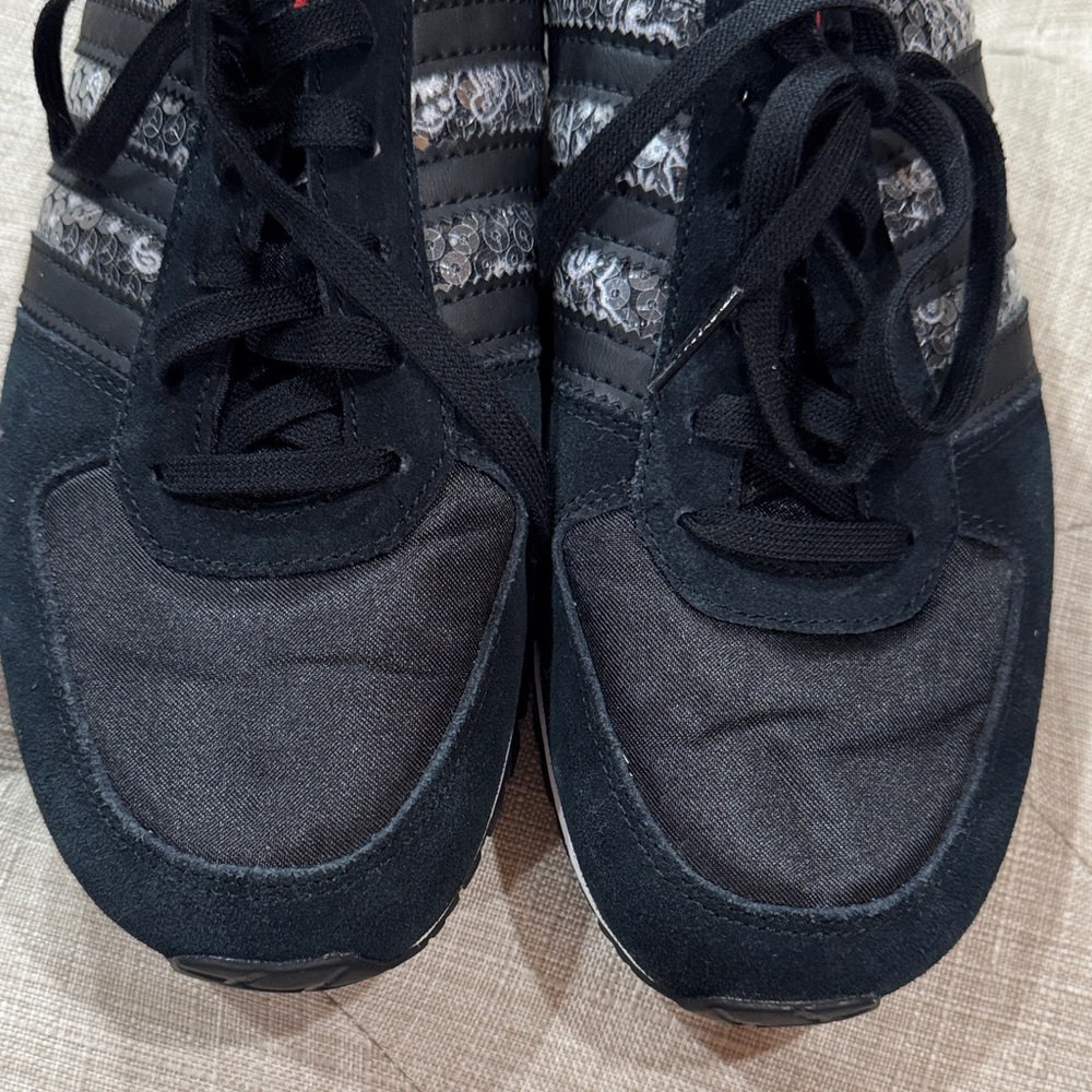 Adidas Women's Black and Red Paisley Sneakers - Picture 4 of 6